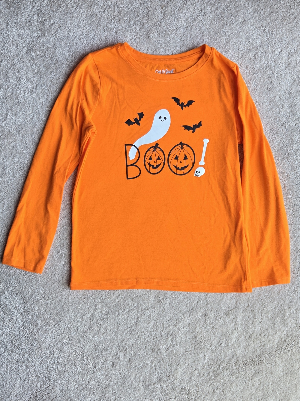 Cat & Jack Orange Halloween 'BOO' Long-Sleeve Tee